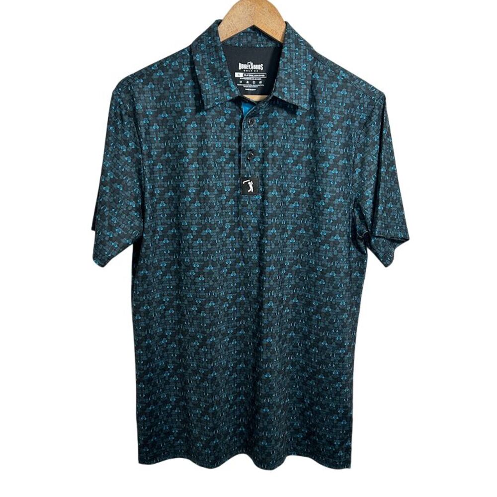 Bogey Bros Polo Shirt Mens S Blue Eyes Up Here Chest Girls Performance Stretch